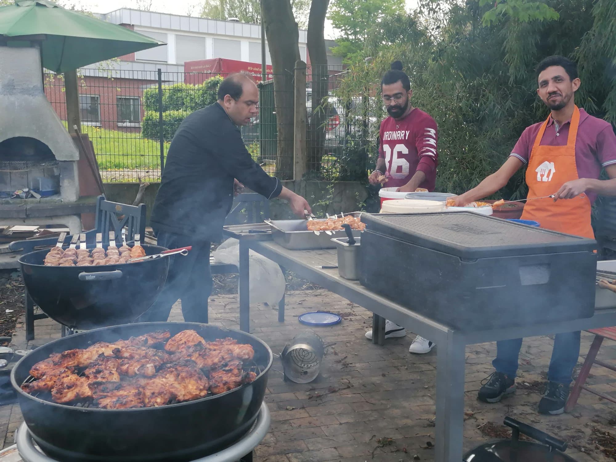 Outdoor BBQ grilling for an event